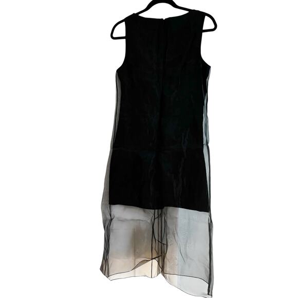 Theory Women's Organza Layer Mini Shift Dress Sleeveless Black Size 4 NWT - Picture 5 of 13